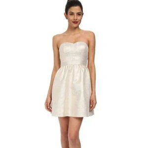 Aidan by Aidan Mattox Black and Gold Strapless A-Line Dress